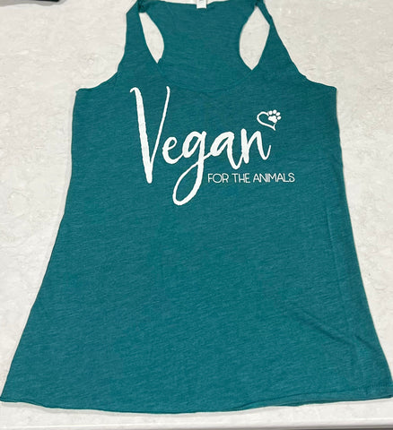 Vegan For the Animals Flowy Tank in "Turquoise"